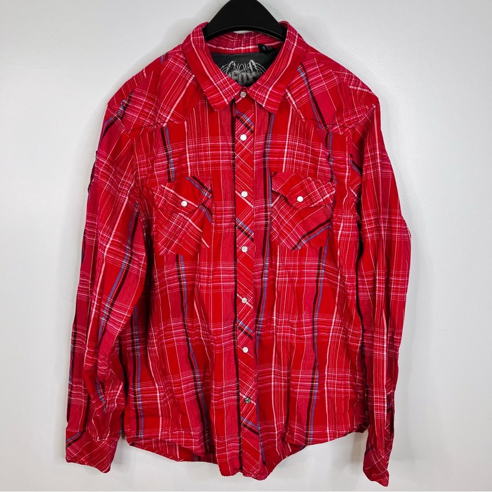 Fox Racing Pearl Snap Western Style Button Down Shirt